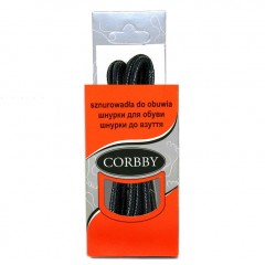 Шнурки для обуви 150см. круглые тонкие с пропиткой (018 - черные) CORBBY арт.corb5512c